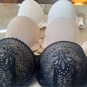 Tahari Black Lace Push-Up Bra with Nude and White Seamless T-Shirt Bras